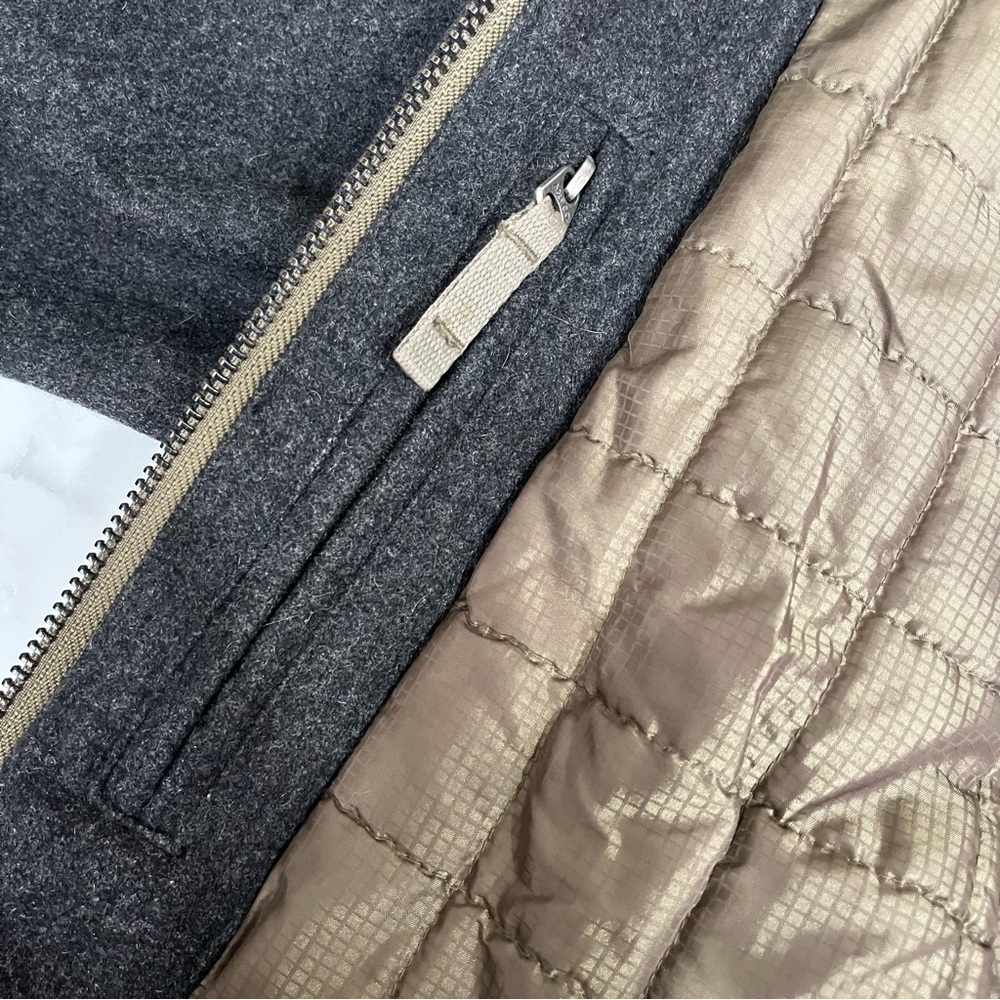 Abercrombie 90’s Y2K Mens Gray Wool Zip Front Bomber Coat Jacket Corduroy Cuffs - Picture 11 of 14